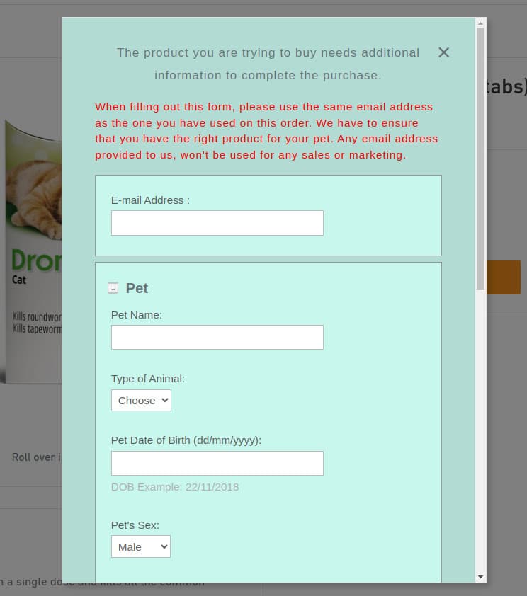 Pet Remedies custom form app screenshot image