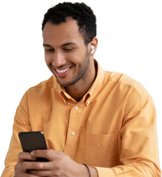 A man with a cellphone dialing Optimal Web Apps